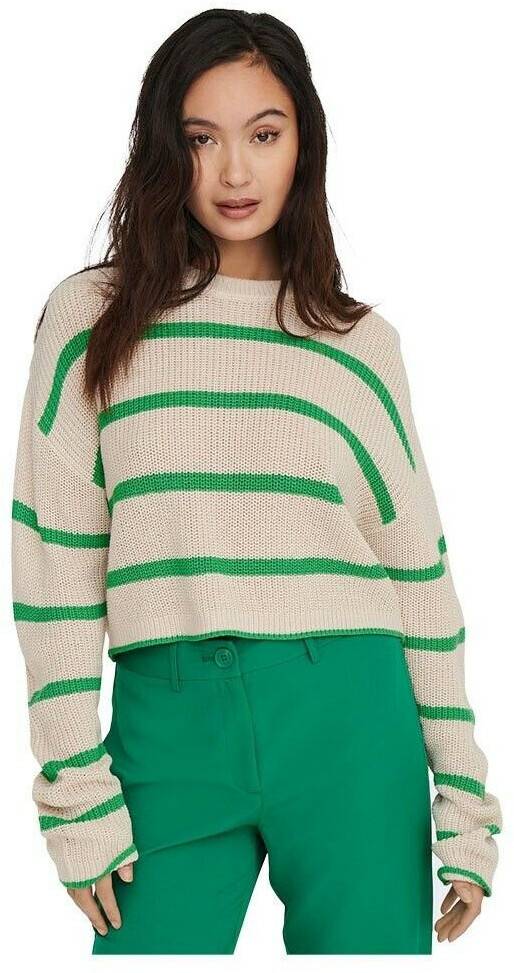 Pulls & sweats femme Only Malavi O Neck Sweater (15284453)pumice stone/stripes green bee