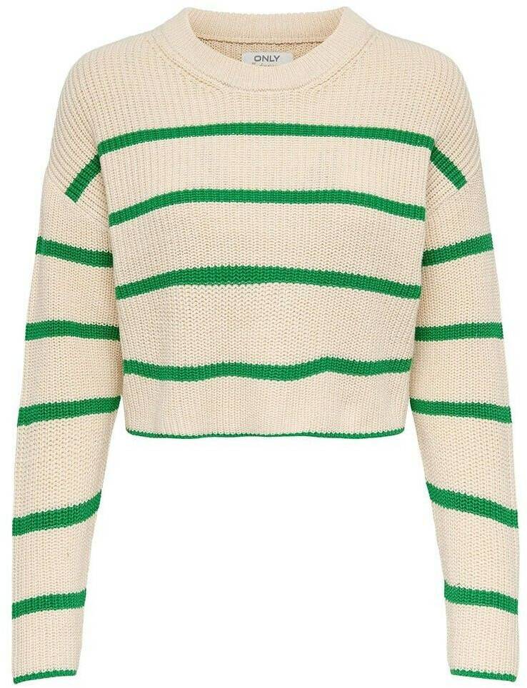 Pulls & sweats femme Only Malavi O Neck Sweater (15284453)pumice stone/stripes green bee